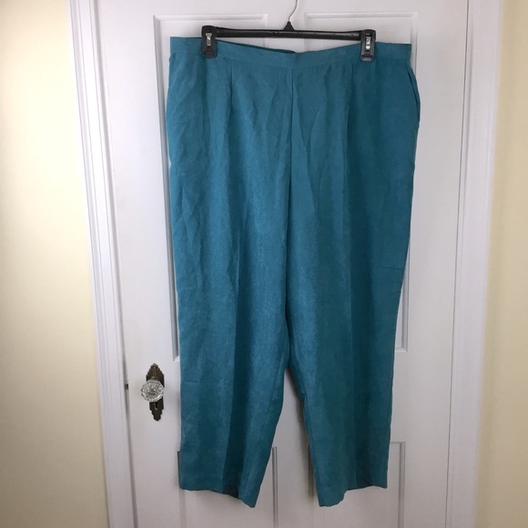 Alfred Dunner Pull On Faux Suede Pants 22W Peacock Color - Picture 1 of 5